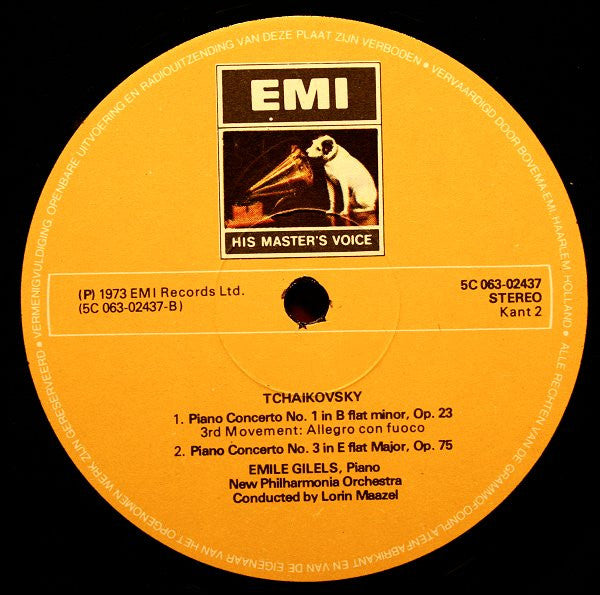 Pyotr Ilyich Tchaikovsky / Emil Gilels / New Philharmonia Orchestra / Lorin Maazel : Piano Concertos: No. 1 In B Flat Minor / No. 3 In E Flat (LP, Album)
