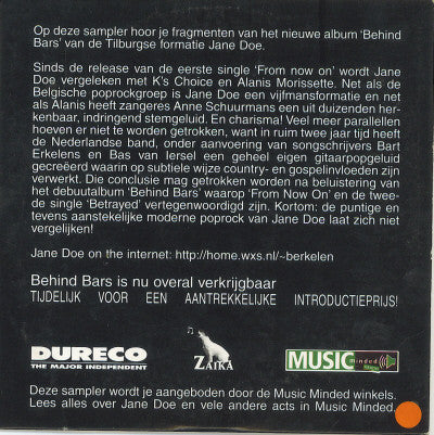 Jane Doe (2) : Behind Bars (CD, Promo, Smplr)