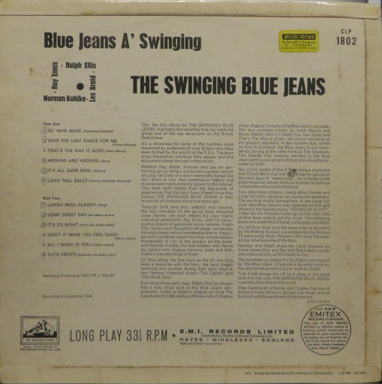 The Swinging Blue Jeans : Blue Jeans A' Swinging (LP, Album, Mono)