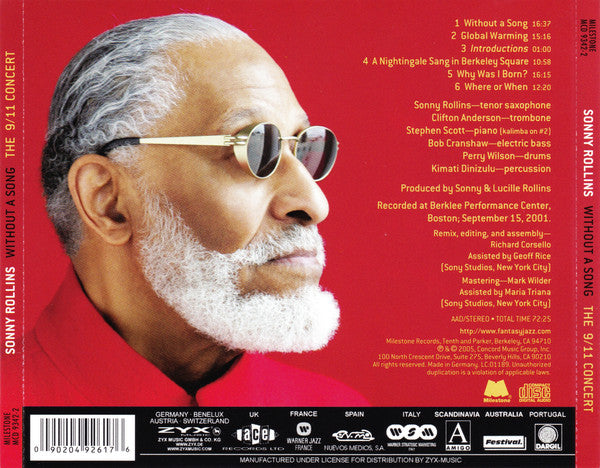 Sonny Rollins : Without A Song The 9/11 Concert (CD, Album)