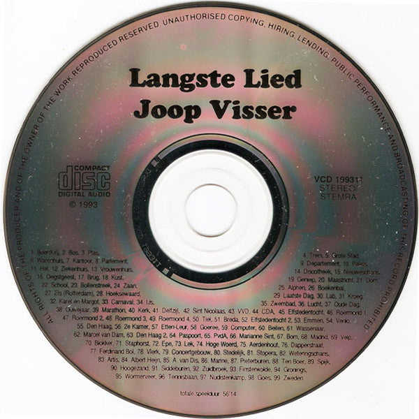 Joop Visser (2) : Langste Lied (CD, Album)