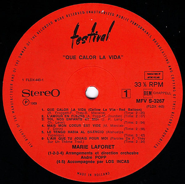 Marie Laforêt : Album 5 "Que Calor la Vida" (LP, Album)