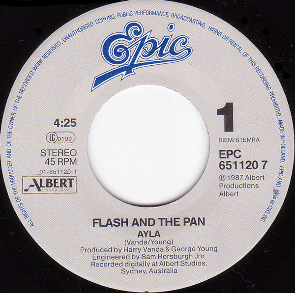 Flash And The Pan* : Ayla (7", Single)