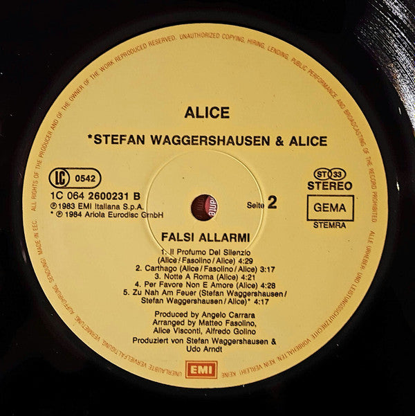 Alice (4) : Falsi Allarmi (LP, Album)