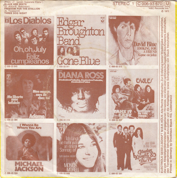 Three Dog Night : Black & White (7", Single)