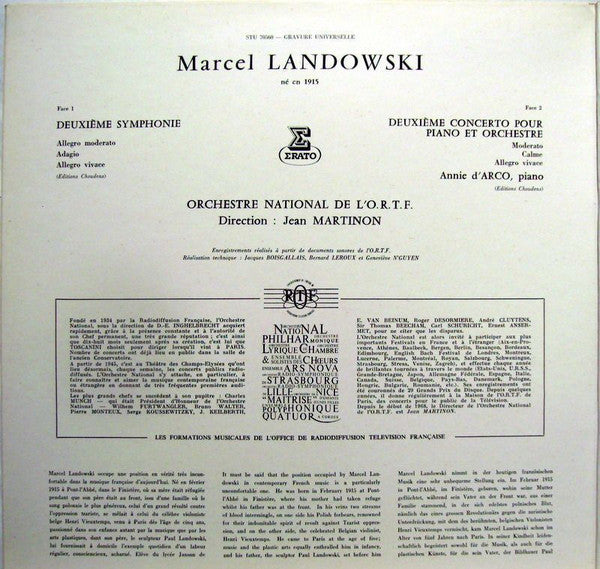 Orchestre National De France, Marcel Landowski : 2eme Symphonie, 2eme Concerto Pour Piano (LP, Album)