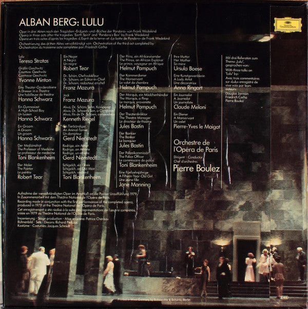 Alban Berg - Teresa Stratas, Yvonne Minton • Hanna Schwarz, Franz Mazura • Kenneth Riegel, Toni Blankenheim • Robert Tear, Helmut Pampuch, Orchestre National De L'Opéra De Paris, Pierre Boulez : Lulu (4xLP, Album + Box)