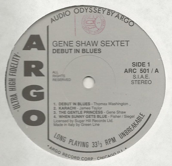 Gene Shaw Sextet : Debut In Blues (LP, Album)
