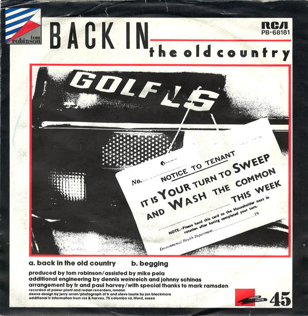 Tom Robinson : Back In The Old Country (7", Single)
