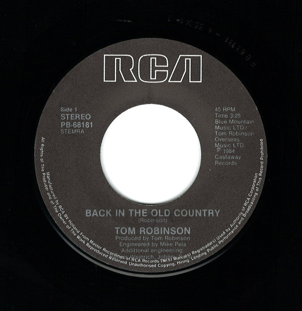 Tom Robinson : Back In The Old Country (7", Single)