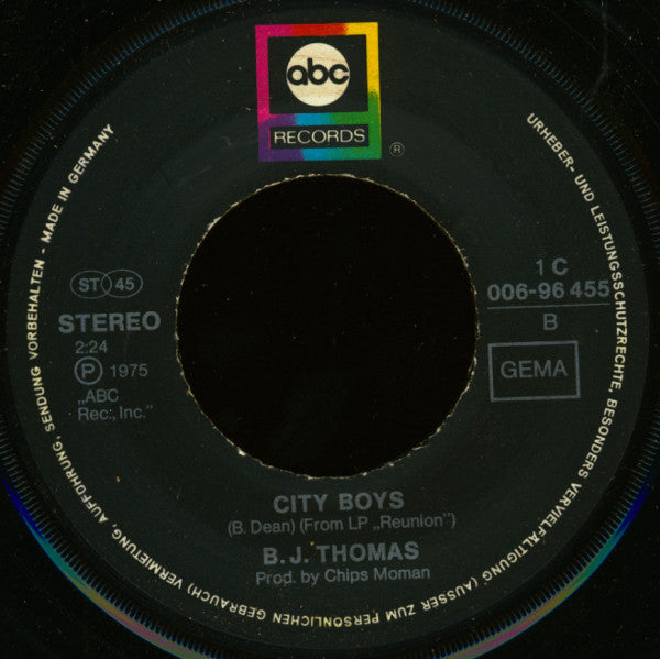 B.J. Thomas : (Hey Won't You Play) Another Somebody Done Somebody Wrong Song (7", Single)