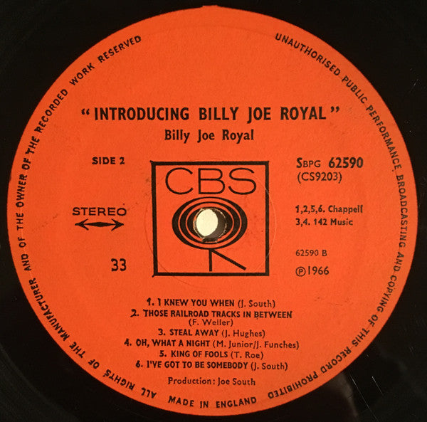 Billy Joe Royal : Introducing (LP, Album)