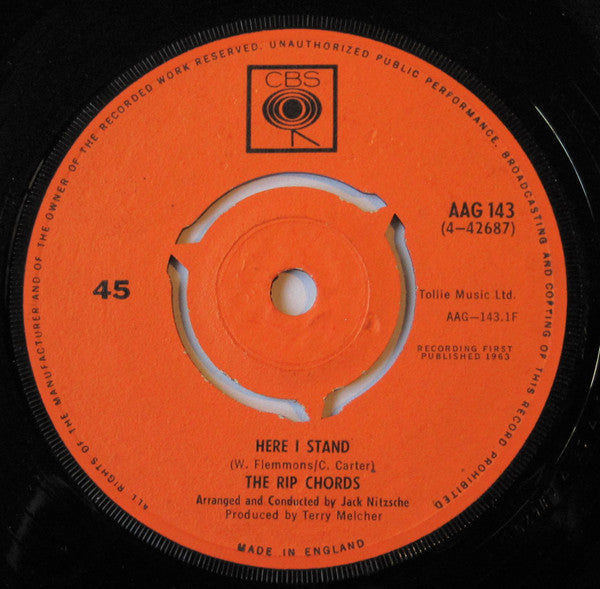 The Rip Chords : Here I Stand (7")