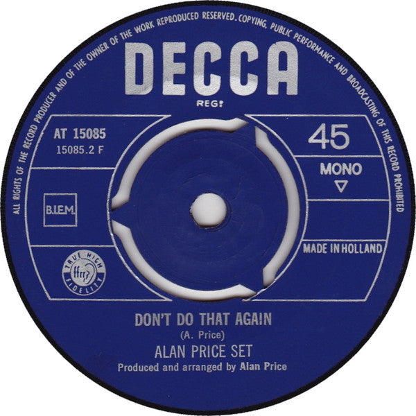 The Alan Price Set : Shame (7", Single, Mono)