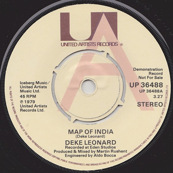 Deke Leonard : Map Of India (7", Single, Promo, Gat)