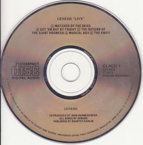 Genesis : Live (CD, Album, RE)