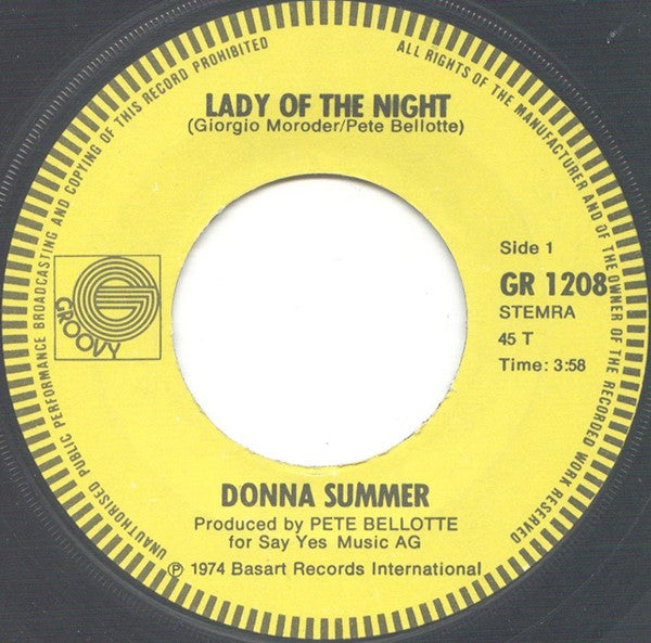 Donna Summer : Lady Of The Night (7", Single)