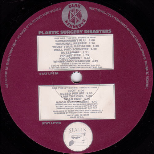 Dead Kennedys : Plastic Surgery Disasters (LP, Album, ISS)