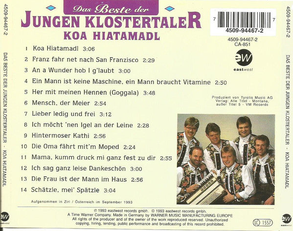 Die Jungen Klostertaler : Das Beste Der Jungen Klostertaler - Koa Hiatamadl (CD, Comp)