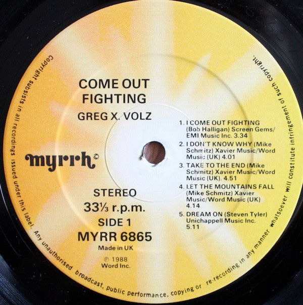 Greg X. Volz : Come Out Fighting (LP, Album)