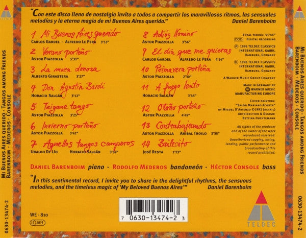 Daniel Barenboim, Rodolfo Mederos, Hector Console : Mi Buenos Aires Querido - Tangos Among Friends (CD, Album)