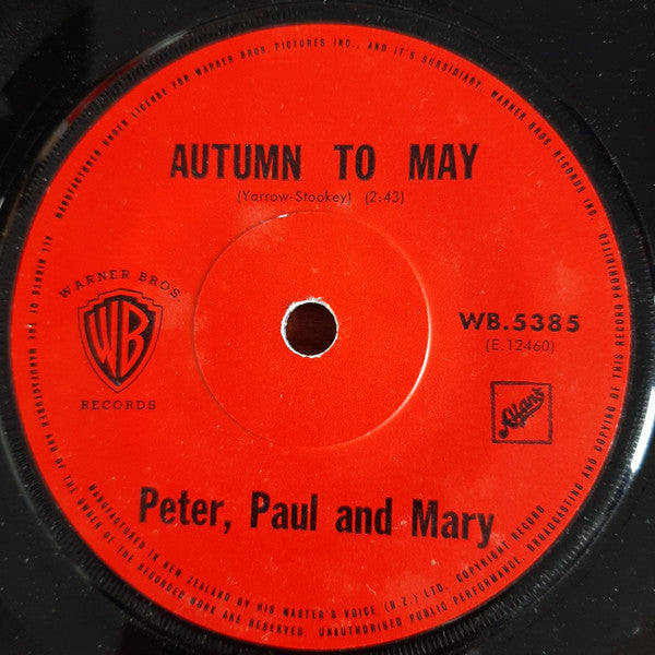 Peter, Paul & Mary : Don't Think Twice, It's All Right / Autumn To May (7", Single)