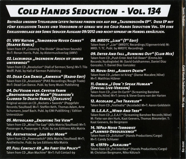 Various : Sonic Seducer Cold Hands Seduction - Vol. 134 (CD, Comp)