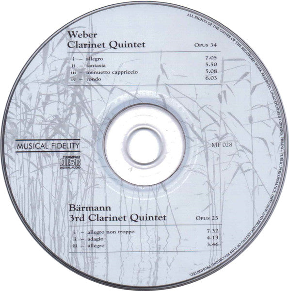 Weber*, Bärmann*, Antony Michaelson : Clarinet Quintet / 3rd Clarinet Quintet (CD, Album)