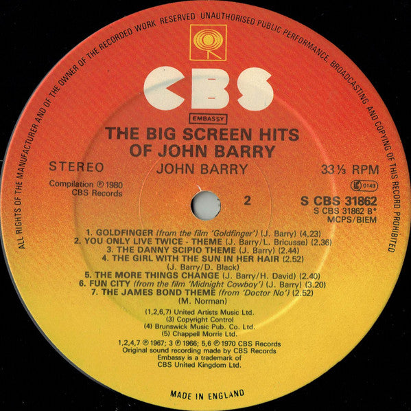 John Barry : The Big Screen Hits Of John Barry (LP, Album, Comp)