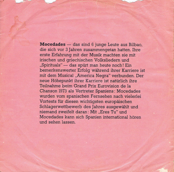 Mocedades : Eres Tu / Dime Señor (7", Single, RE)