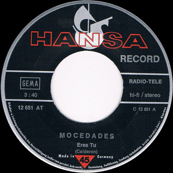 Mocedades : Eres Tu / Dime Señor (7", Single, RE)