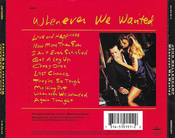 John Cougar Mellencamp : Whenever We Wanted (CD, Album)