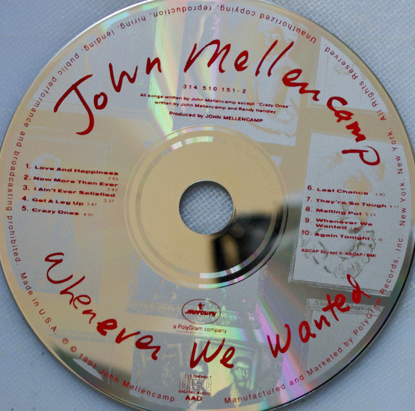 John Cougar Mellencamp : Whenever We Wanted (CD, Album)