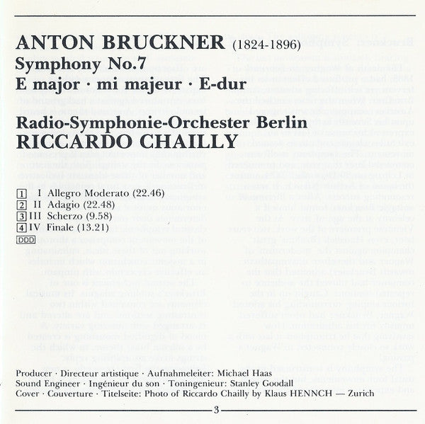 Anton Bruckner / Radio-Symphonie-Orchester Berlin, Riccardo Chailly : Symphony No. 7 (CD)