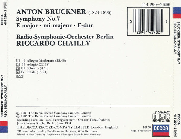 Anton Bruckner / Radio-Symphonie-Orchester Berlin, Riccardo Chailly : Symphony No. 7 (CD)
