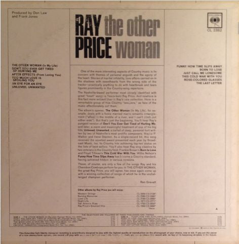 Ray Price : The Other Woman (LP, Album, Mono)