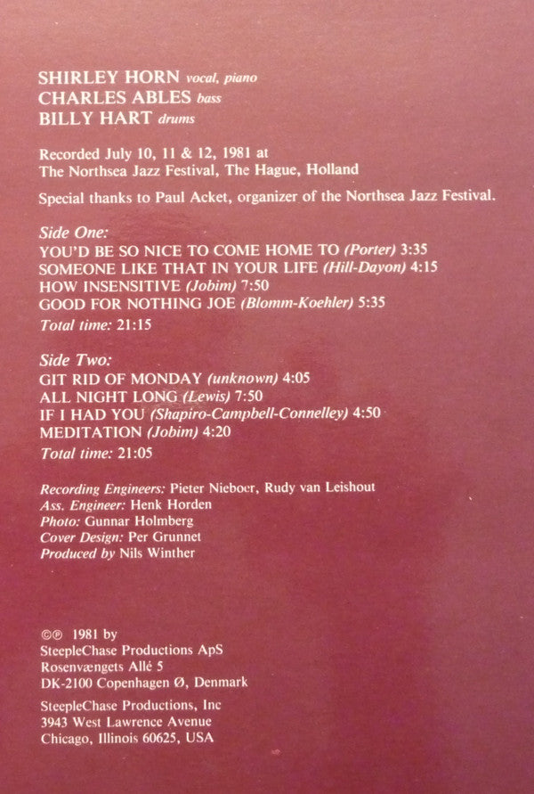 Shirley Horn Trio : All Night Long (LP, Album)