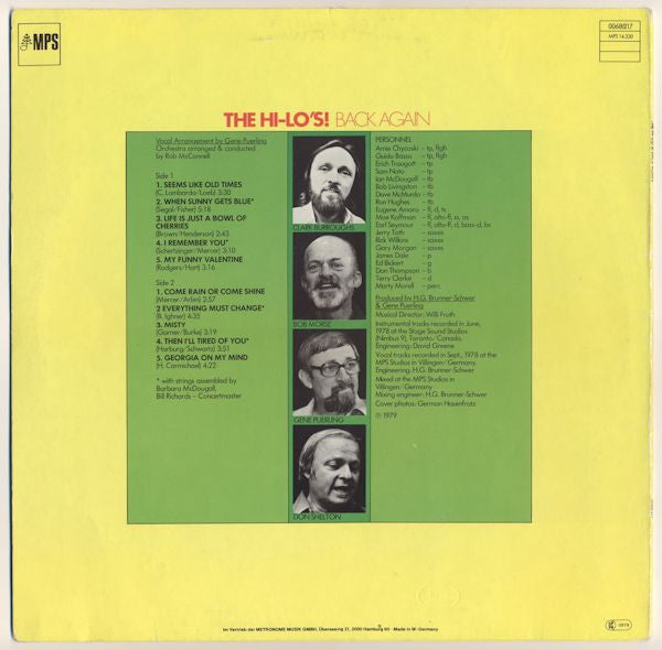The Hi-Lo's : Back Again (LP)