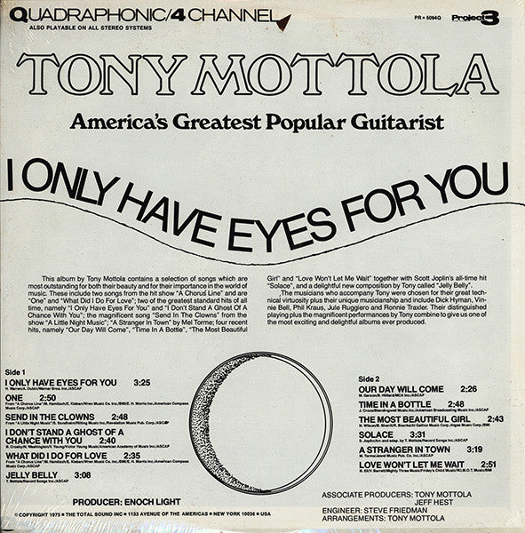 Tony Mottola : I Only Have Eyes For You (LP, Album, Quad)
