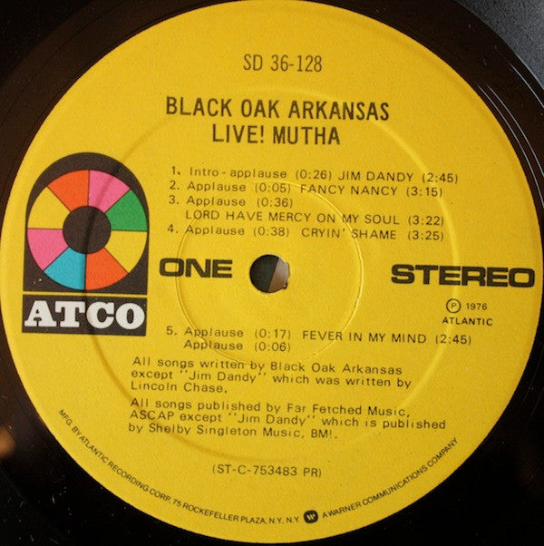 Black Oak Arkansas : Live! Mutha (LP, Album, PR )