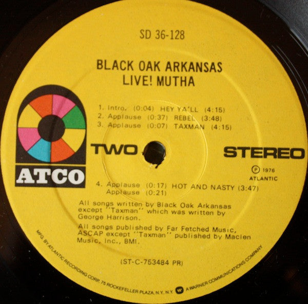 Black Oak Arkansas : Live! Mutha (LP, Album, PR )