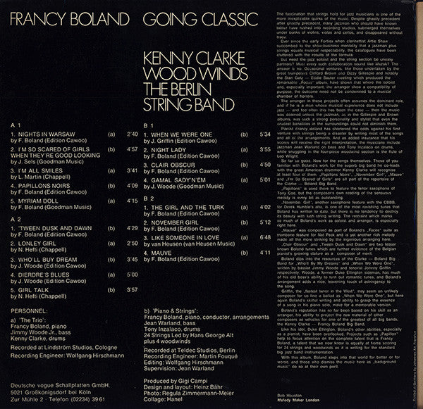 Francy Boland : Jazz Joint Vol. 1 "Going Classic" (2xLP, Album)