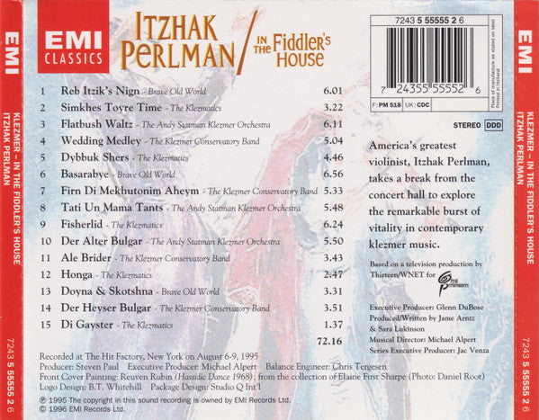 Itzhak Perlman - Brave Old World • The Klezmatics • The Andy Statman Klezmer Orchestra • Klezmer Conservatory Band : Klezmer (In The Fiddler's House) (CD, Album)