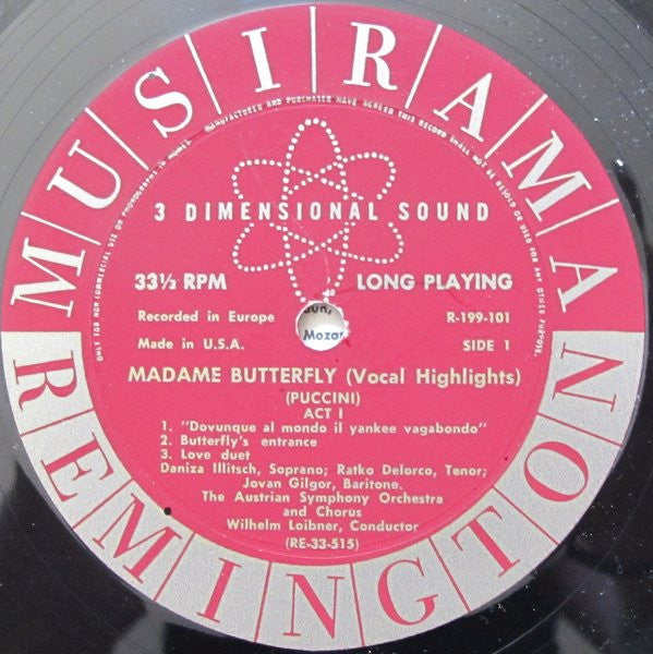 Giacomo Puccini - Daniza Ilitsch, Ratko Delorko Conductor: Wilhelm Loibner, Tonkünstler Orchestra And Der Tonkünstler-Chor : Madame Butterfly (Vocal Highlights) (LP)