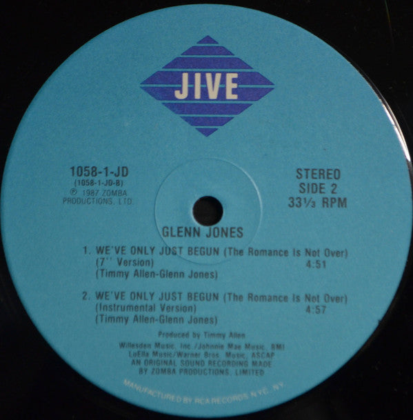 Glenn Jones : We've Only Just Begun (The Romance Is Not Over) (12")