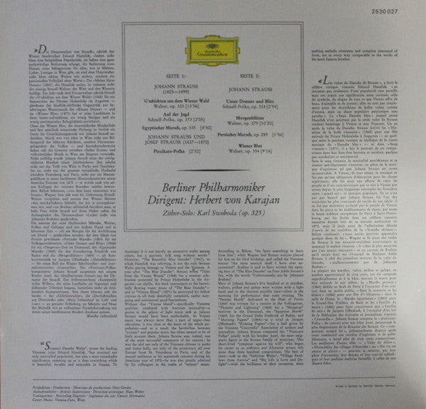 Johann Strauss Jr., Josef Strauß, Berliner Philharmoniker, Herbert von Karajan : Walzer - Polkas - Märsche (LP)