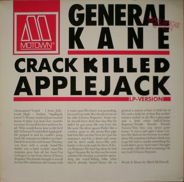 General Kane : Crack Killed Applejack (12", Maxi)