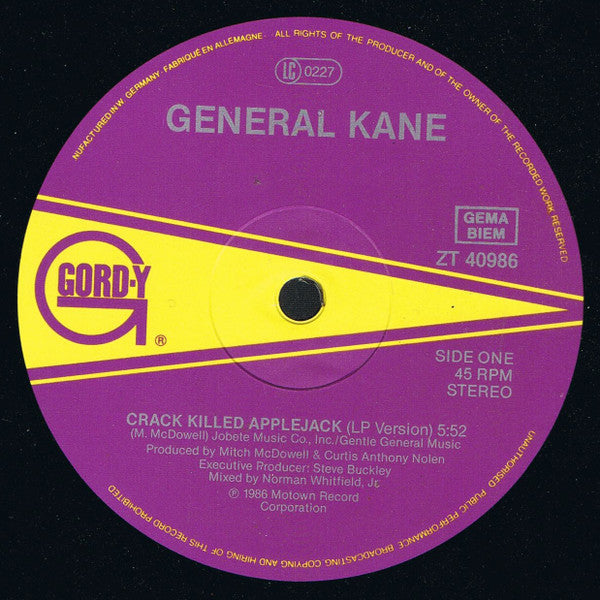 General Kane : Crack Killed Applejack (12", Maxi)