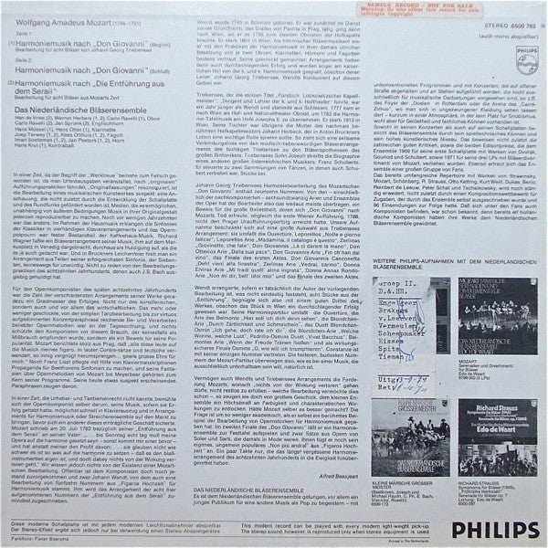 Nederlands Blazers Ensemble : Harmoniemusik nach Mozart (LP)