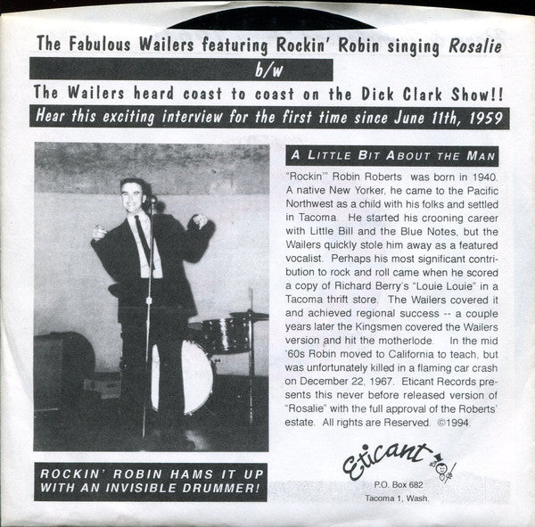 Rockin' Robin Roberts With The Wailers (2) : Rosalie (7", Single)